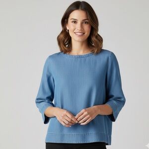 Muji chambray Blue‎ Denim Blouse